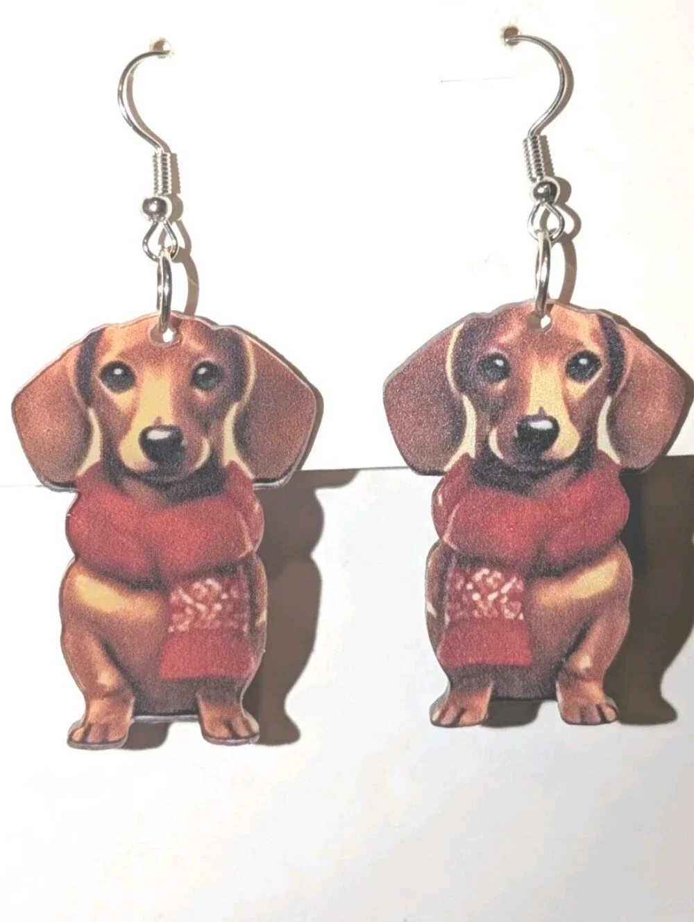 Hand Crafted Dachshund Earrings in Brown and Red For Women And Girls